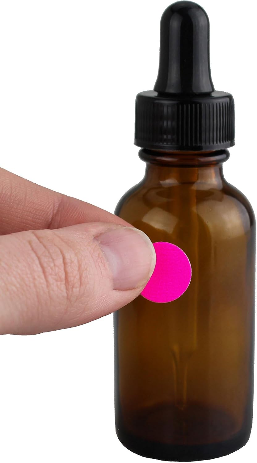 1/2" Removable Dot Stickers, 5 Fluorescent Colors, 1200/Pack