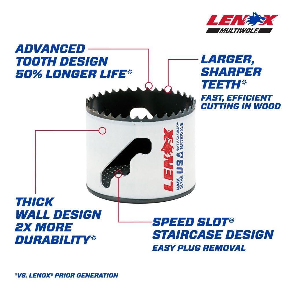 LENOX Tools Bi-Metal Speed Slot Hole Saw with T3 Technology, 2-1/2"