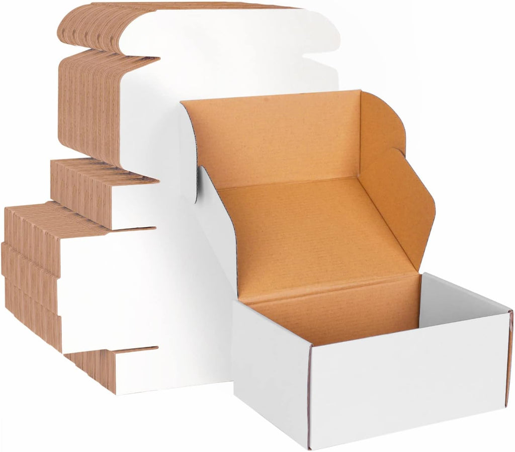 9x6x4 White Cardboard Boxes - 30 Pack Shipping Boxes for Small Business Mailing, Corrugated Packaging
