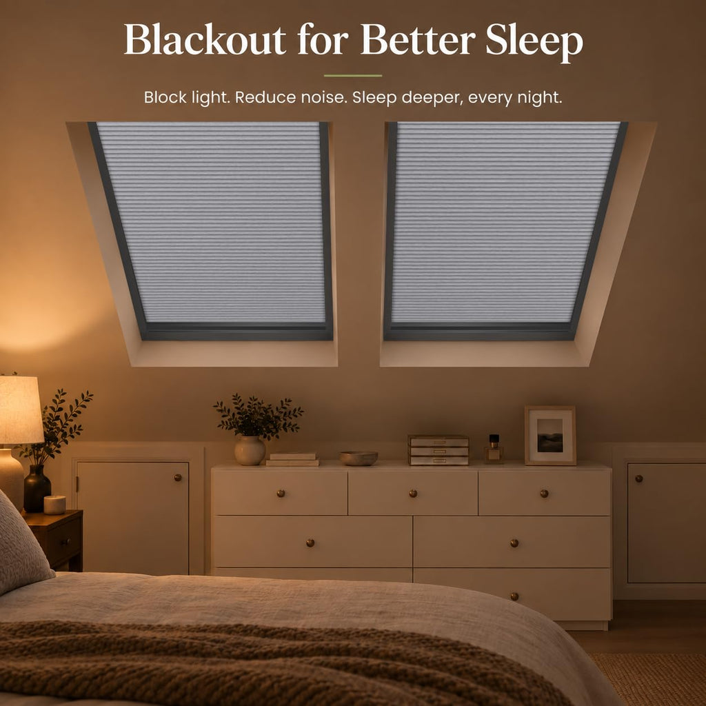 Custom Blackout Honeycomb Skylight Window Shade (Light Grey 93021E)