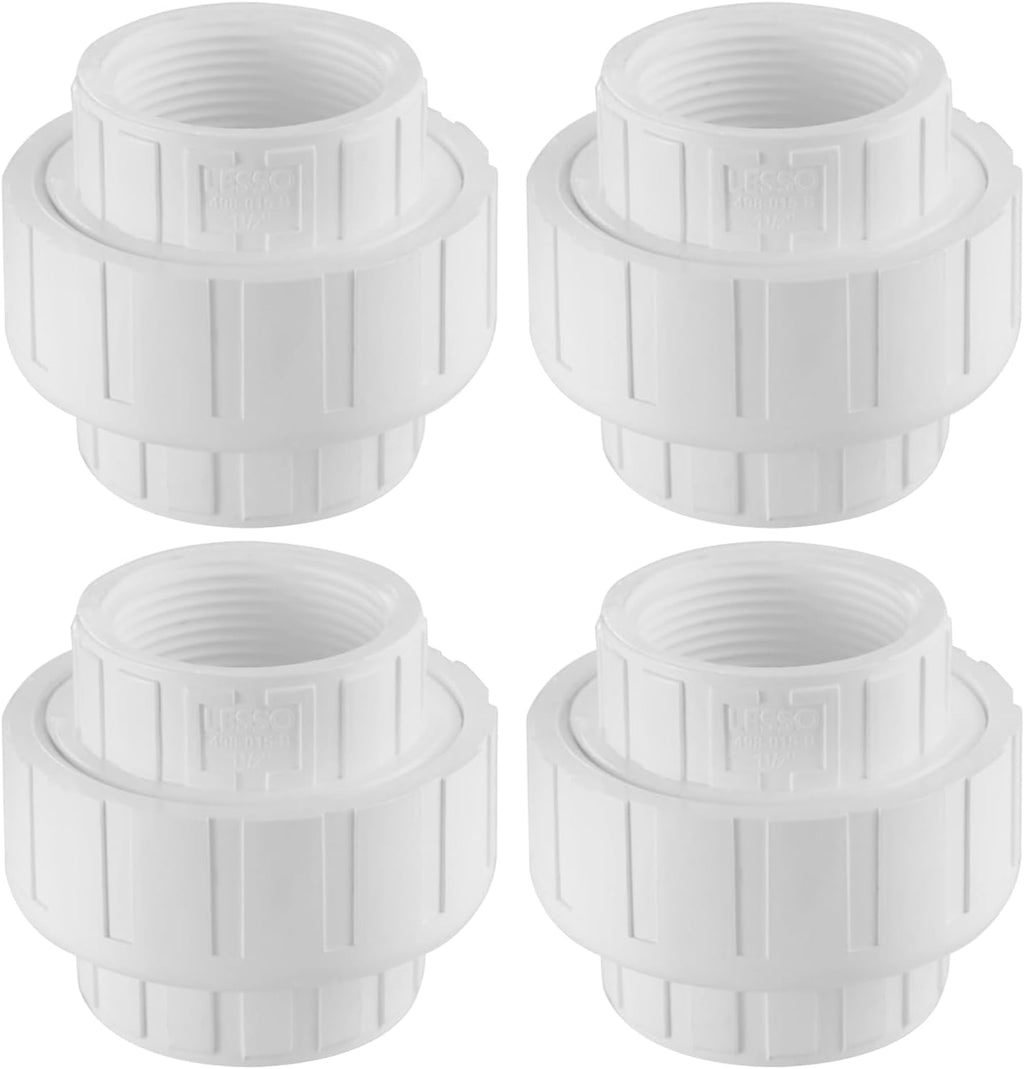 LESSO 4PCS 1/2 inch PVC Female Thread Union, White