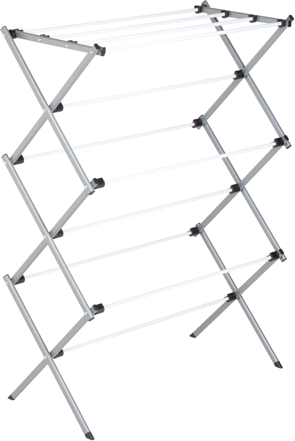 Deluxe Metal Collapsible Clothes Drying Rack, 50 lbs, 29" x 14.2" x 42.1", White & Grey