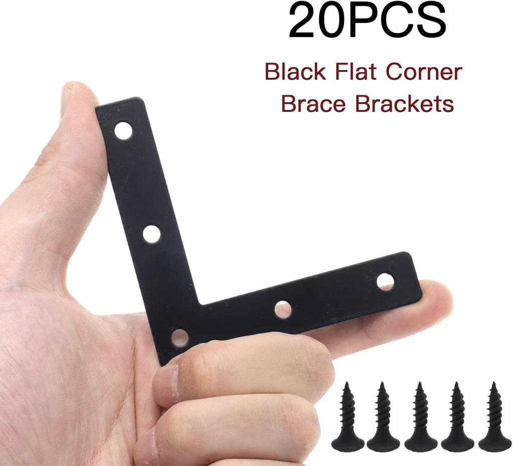 20-Pack Steel Flat Mending Plate Corner Brace 3.15x3.15in for Wood