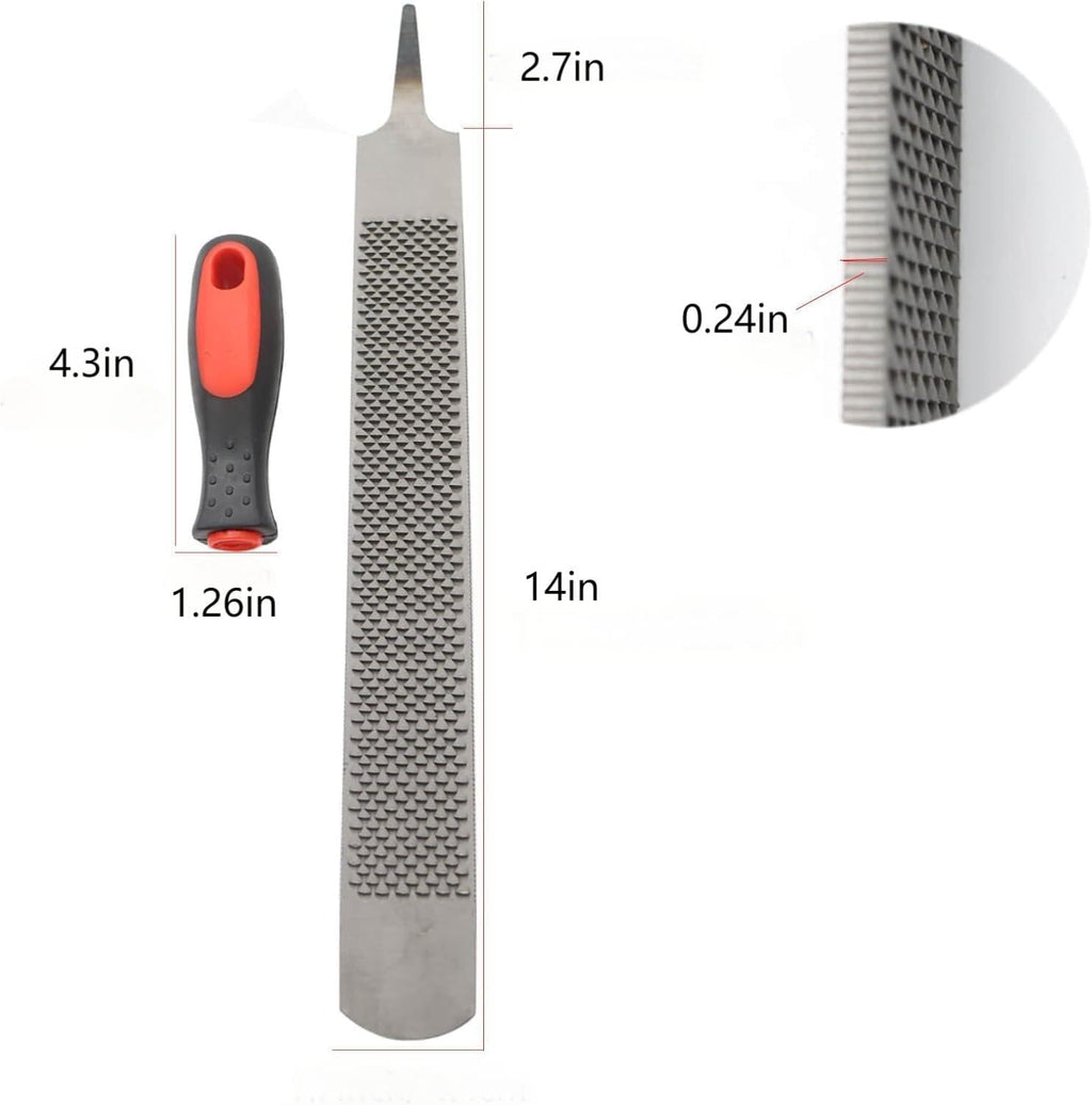 14 Inch Hoof Rasp, Horseshoe File with Rubber Handle, Carbon Steel Farrier File Tool, Suitable for