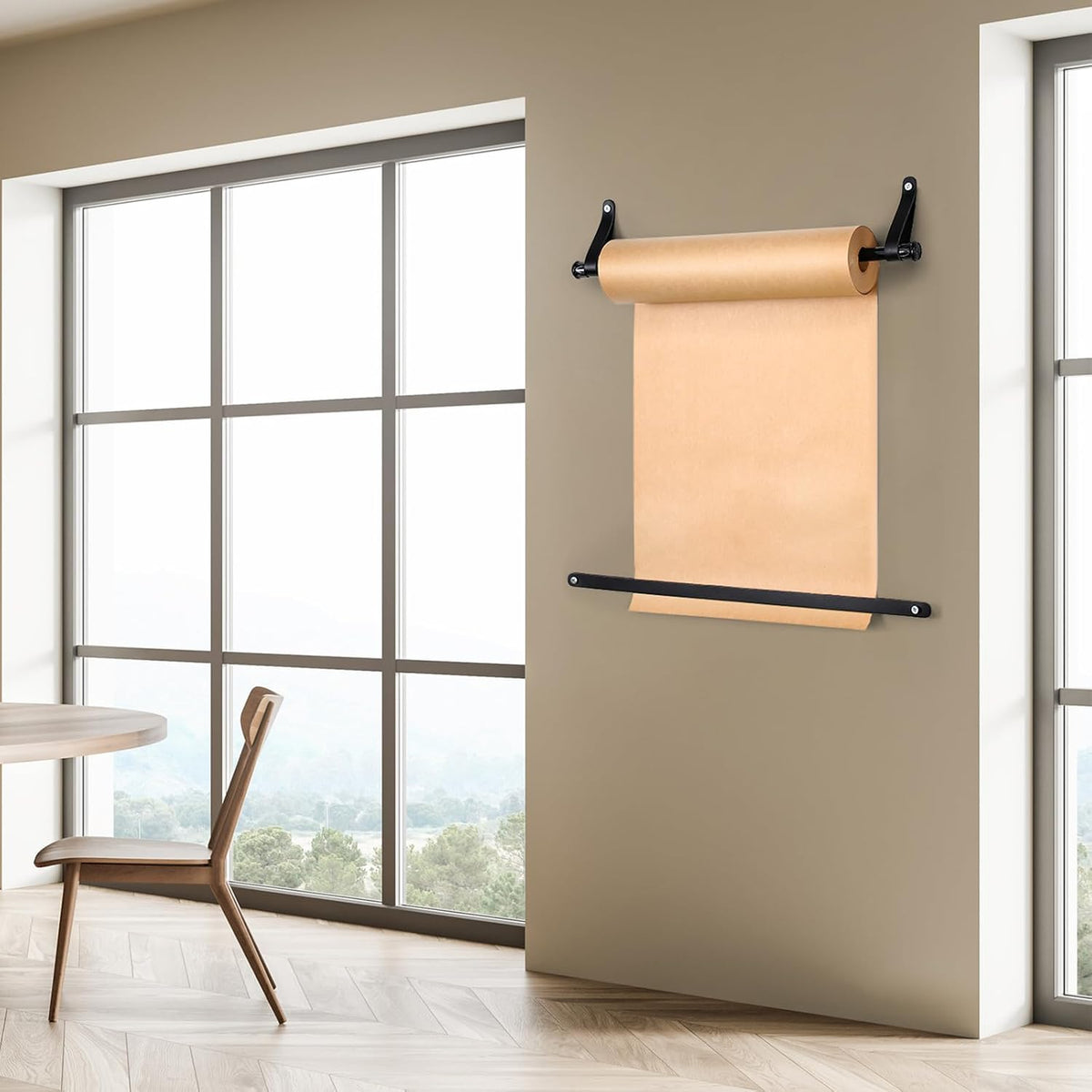15.5 Inch Butcher Paper Roll Dispenser Wall Mounted, Black