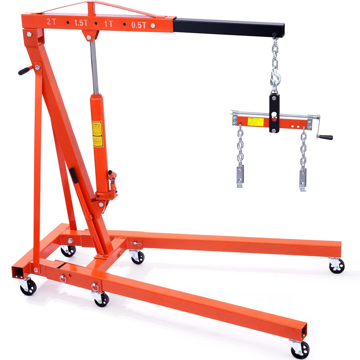 Hydraulic Engine Hoist with Lever, 2 Ton/4400 LBS Heavy-Duty Cherry Picker Shop Crane, Foldable Engine Crane and