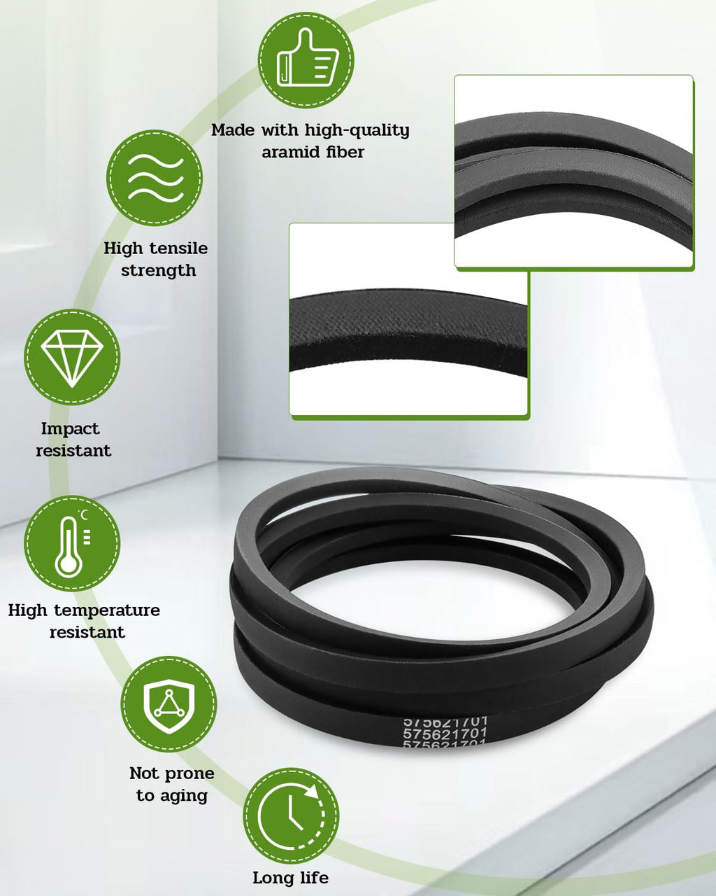 Belt Fit for 52" Husqvarna Collection System 966529103 Replace 575621701