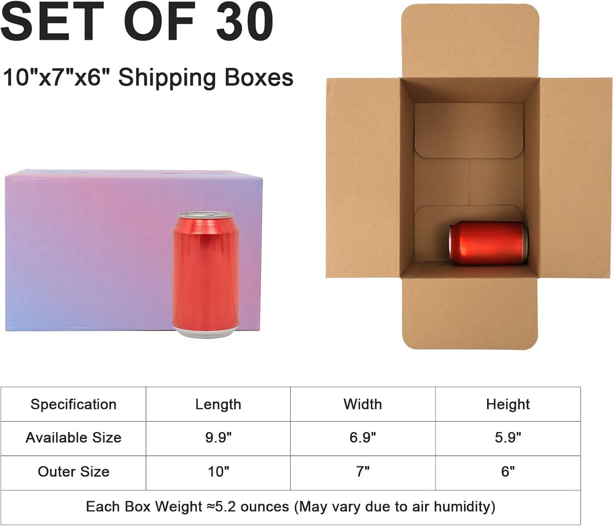 10x7x6 Shipping Boxes for Small Business, 30Pack Purple Cardboard boxes