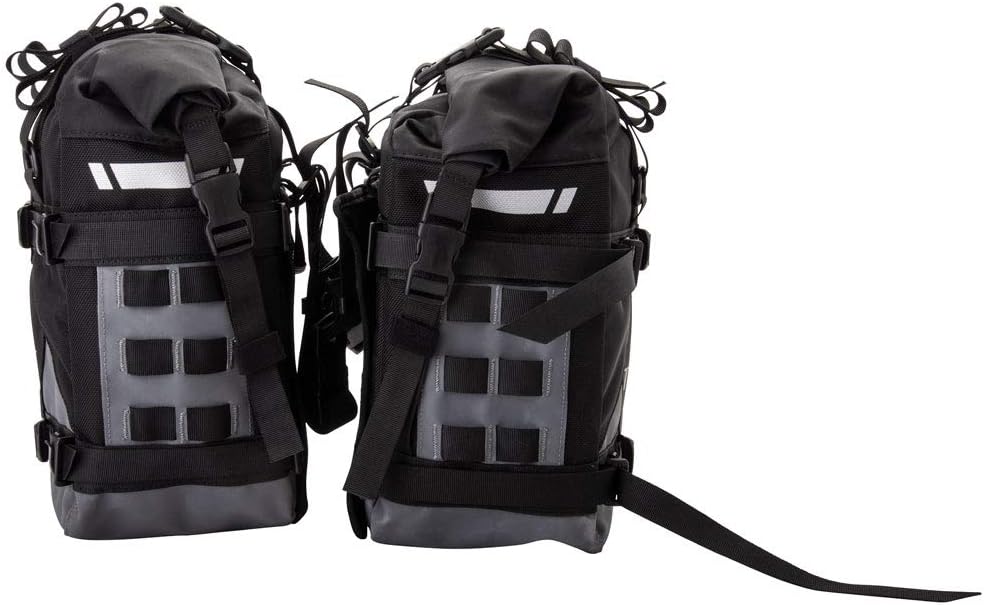 Pilot Pannier Bags Black/Grey | Durable Soft Saddlebags with Roll‑Top Closure, Waterproof Liners and Reflective