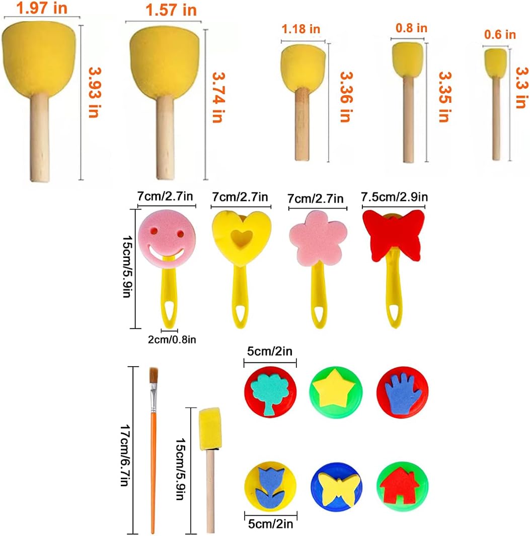 Kids Paint Sponges,Paint Sponges for Kid,Early Learning Kids Toddlers Paint Brushes Sponge Stamps Foam Art Craft