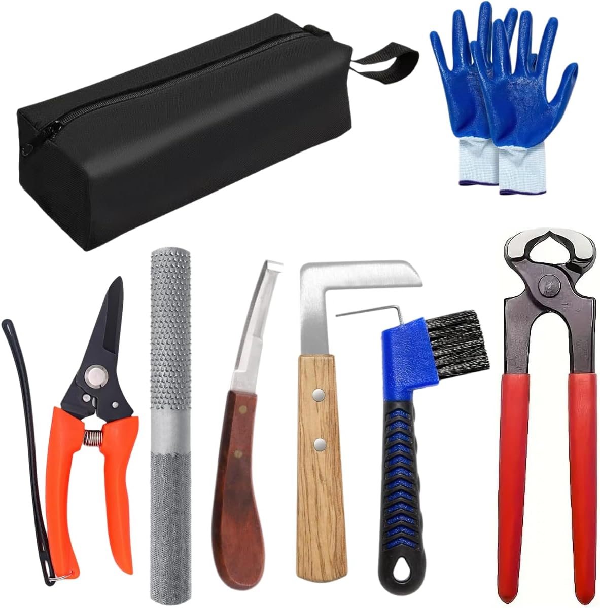 10 inch Farrier Tool Kits, 8 Piece, Horse Goat Hoof Trimmers