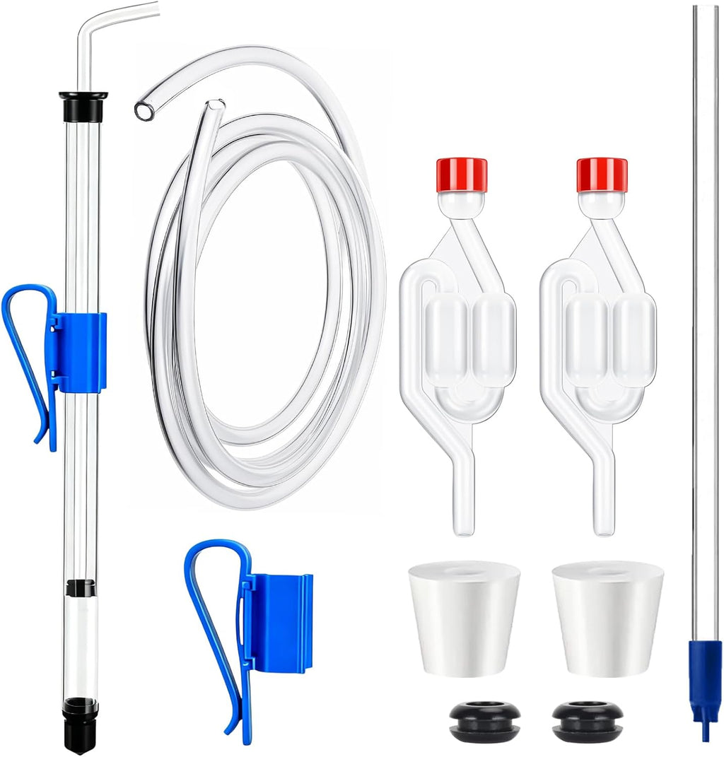 14" Auto Siphon with Bottling Wand Wine Siphon with Fermenting Airlocks | 3/8" Removable Racking Cane, Effortless