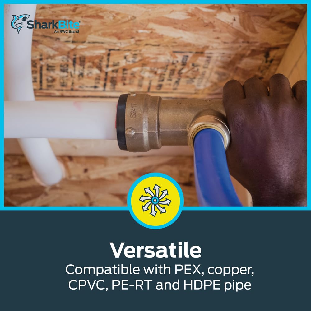 SharkBite 1-1/2 x 1-1/2 in PTC Ball Valve, Push-to-Connect Brass Water Shut-Off Plumbing Fitting, UXLBV41