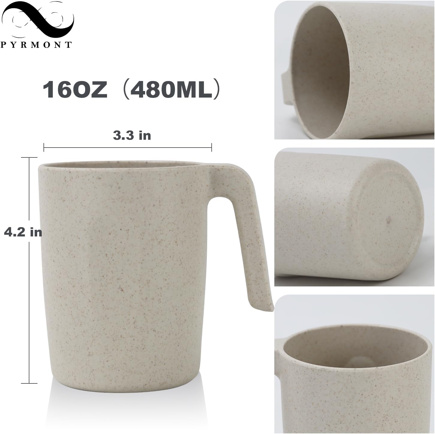 Wheat Straw Cups Set of 6 Alternative Plastic Cups 16 Oz Reusable Cups Dishwasher & Microwave Safe Cups for