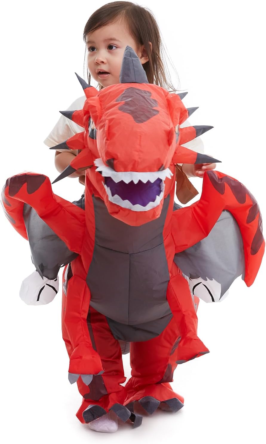 Inflatable Toddler Child Dragon Costume, Blow up Rider Cosplay Boys Girls | 360 Degree Detailed 3D Design, Durable