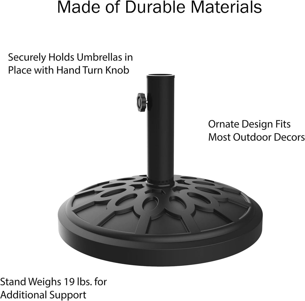 Patio Umbrella with Auto Tilt - 10ft Easy Crank Sun Shade with 19lb Weighted Base for Deck, Outdoor Furniture, or
