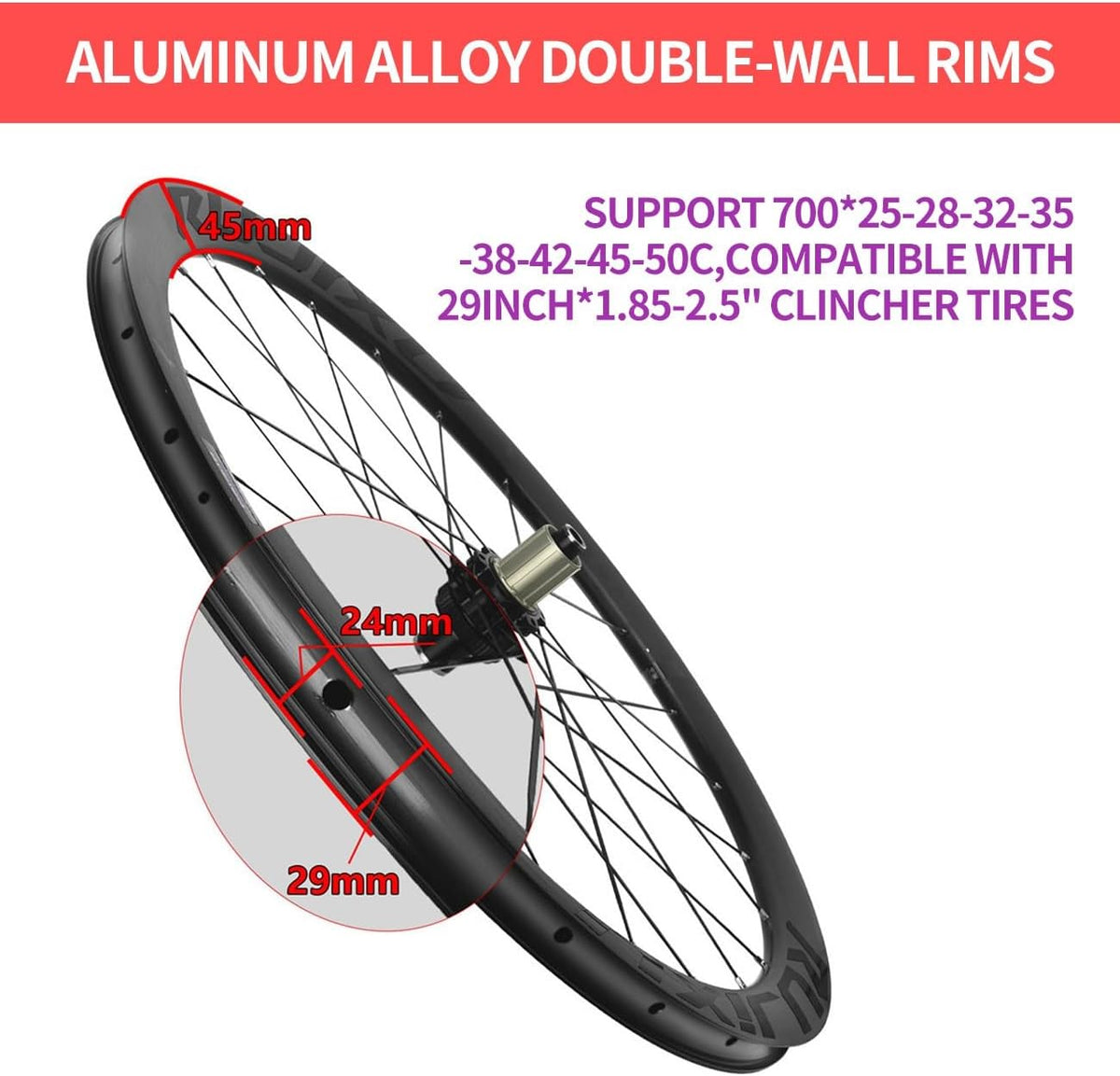 700C Gravel Road Bike Wheelset 100/135mm QR Hybrid/MTB Disc Brake Wheels