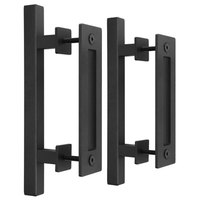 2 Pack 12" Sliding Barn Door Handles and Pulls Hardware,Rustic Double Sided,Heavy Duty