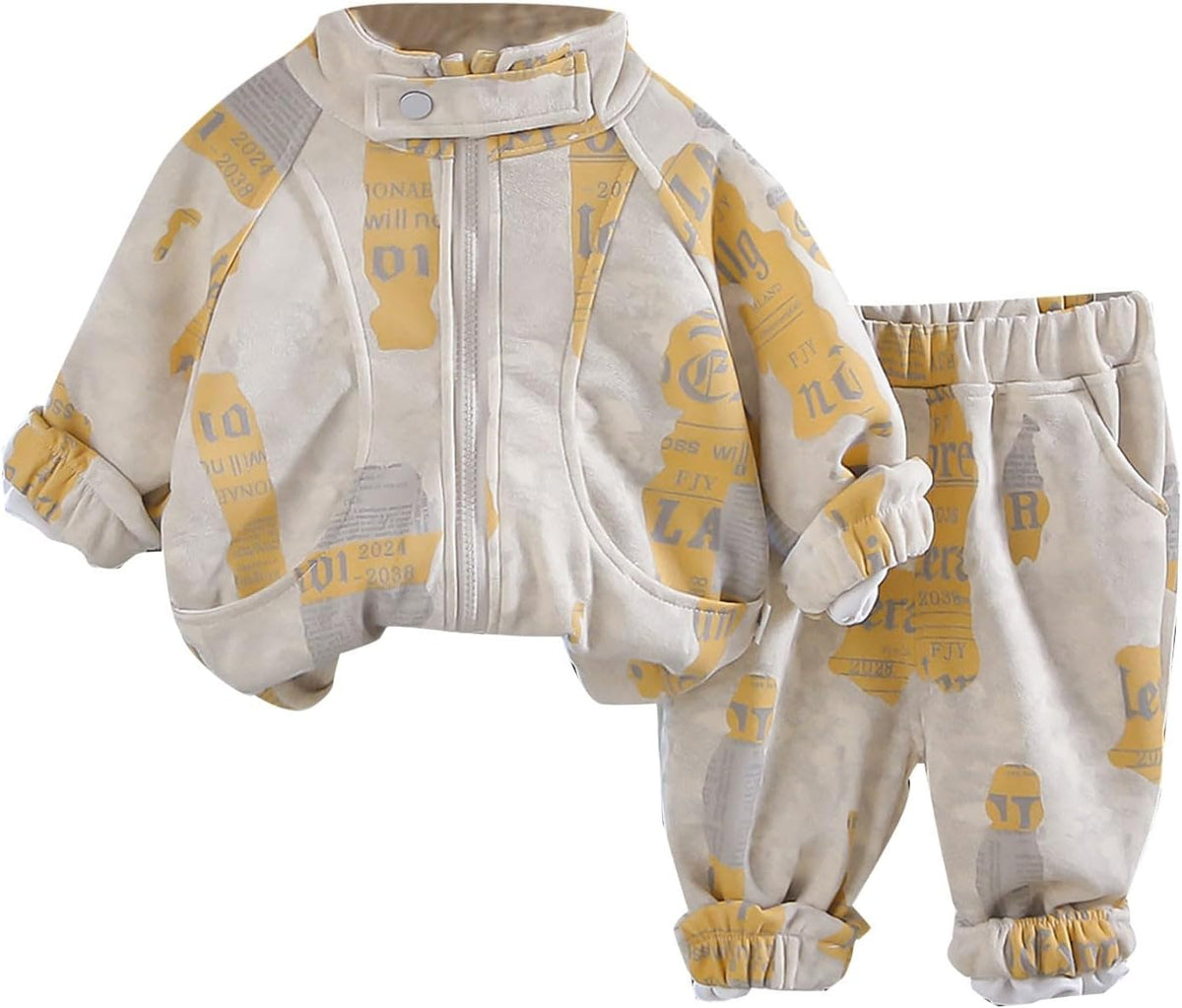 Toddler Boy Fall Winter Clothes Zip Up Stand Collar Sweatshirt Baby Long Sleeve Shirt and Pants Cute Hoodies for Teens