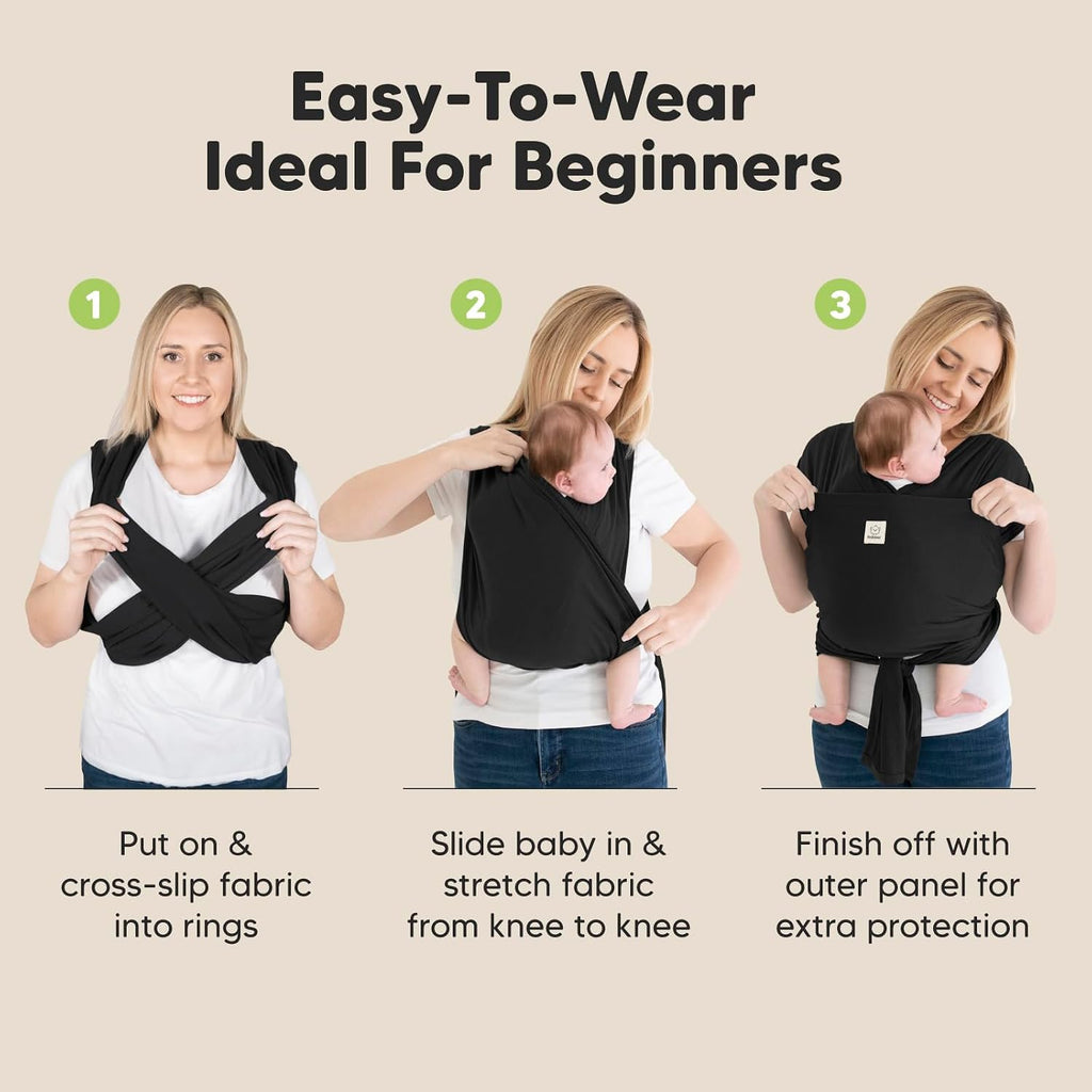 Baby Wrap Carrier Ring Sling, D-Lite Baby Carrier (Trendy Black) | Easy to Wear, Adjustable Baby Carrier Newborn to