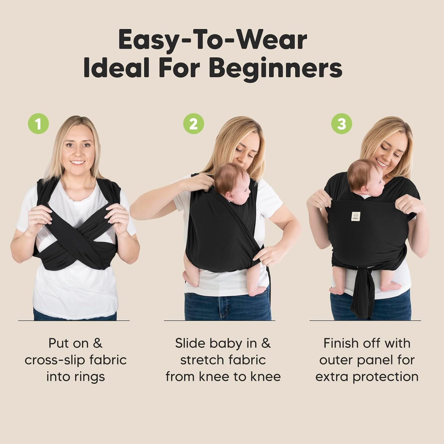 Baby Wrap Carrier Ring Sling, D-Lite Baby Carrier (Trendy Black) | Easy to Wear, Adjustable Baby Carrier Newborn to