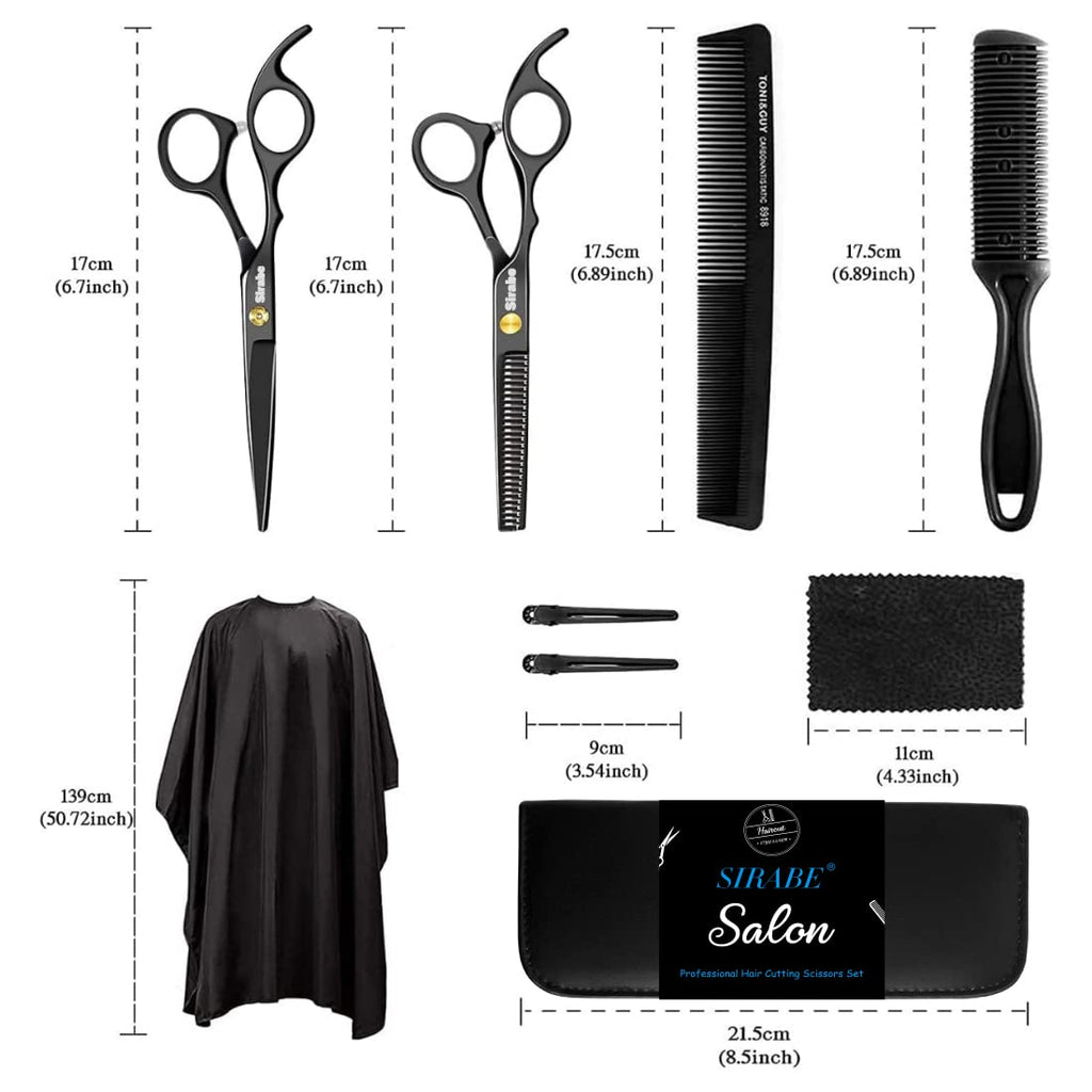 10 PCS Hair Cutting Scissors Set, Professional Haircut Scissors Kit with Cutting Scissors, Thinning Shears, Comb