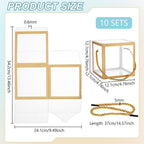 10 Sets Transparent Favor Boxes, 4.8x4.8x4.8 Inch Treat Gift Boxes with Gold Border Lace and Handle for Candy