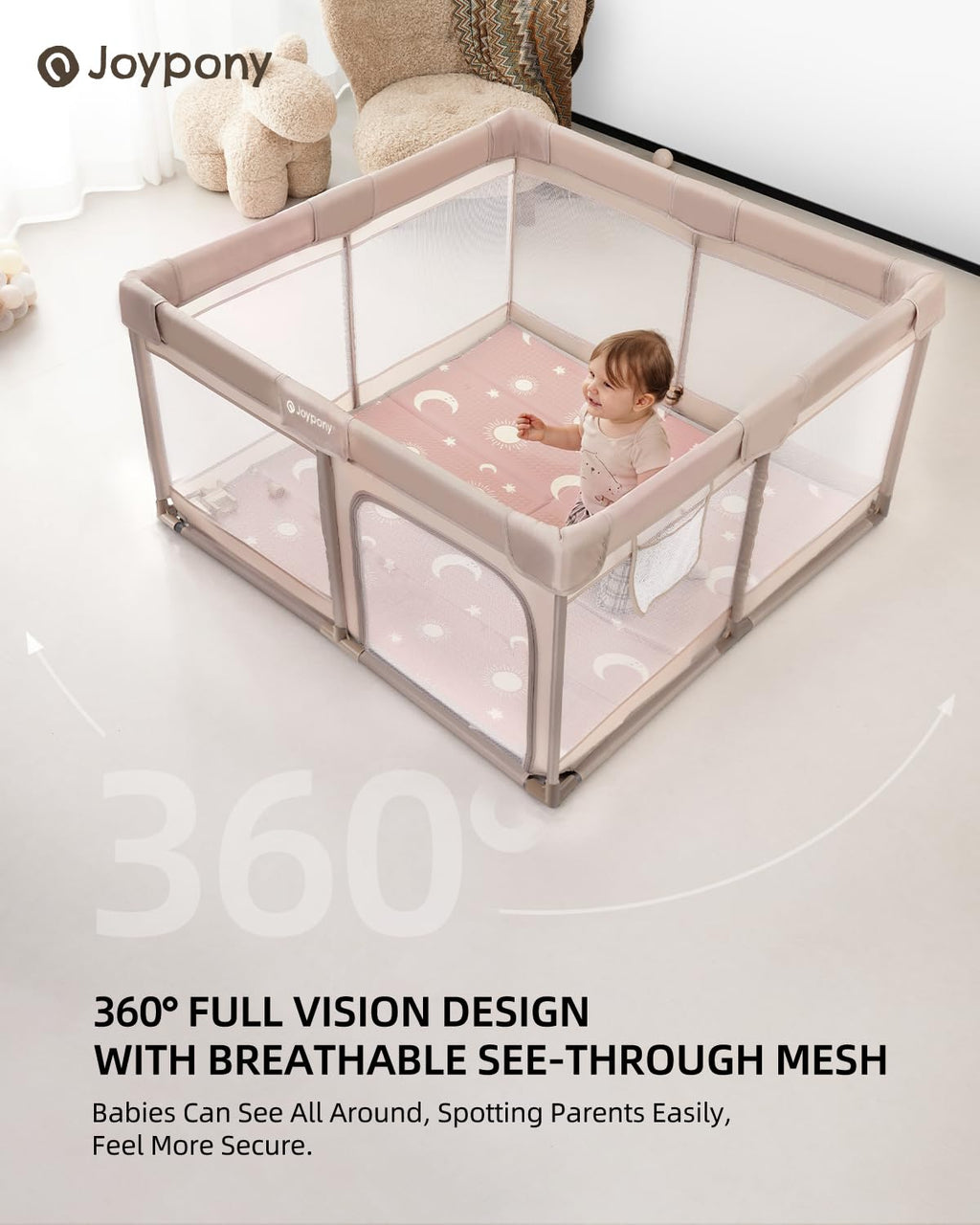 Baby Playpen with Mat, 50x50 in Small Play Pen for Babies, Toddler Playpen for Apartment, Indoors Play Yard with Soft