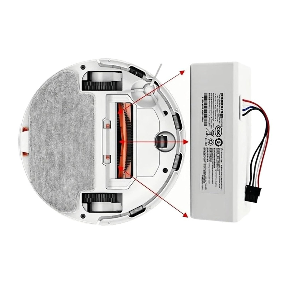 NSFGHE 14.4V/2600mAh-12800mAh Robot Battery P1904-4S1P-MM.Compatible for Mijia Mi Vacuum Cleaner Sweeping Mopping Robot Replacement Battery G1 1C(9800mAh 1Pcs)