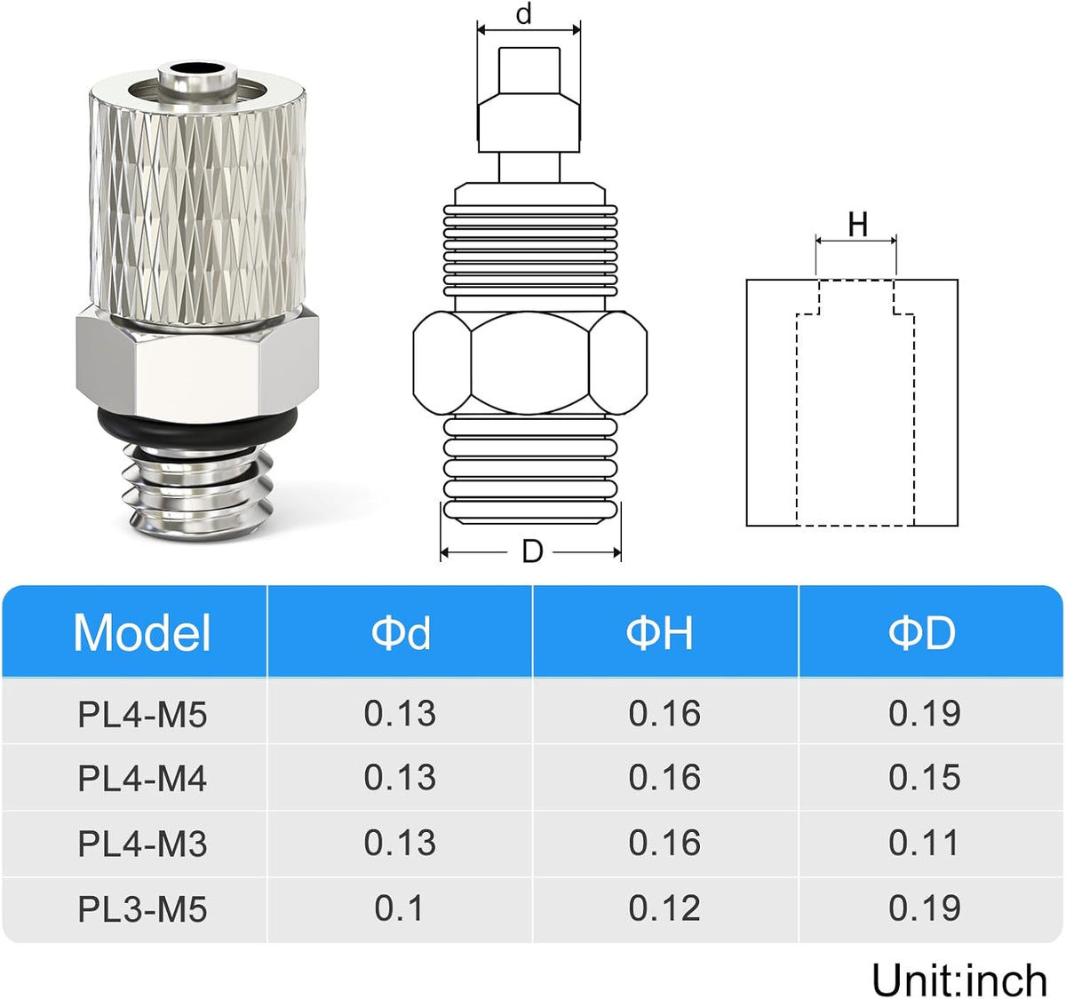TAILONZ PNEUMATIC 4MM Tube OD x M3 Thread Straight Miniature Quick Release Couplings Locking Pneumatic Fittings PC4-M3 (Pack of 10)