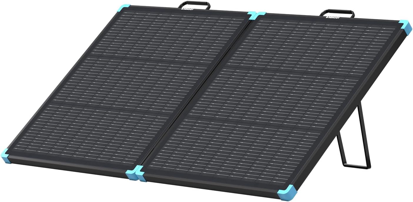 100W Portable Solar Panel, 25% High Efficiency for Power Stations | 100 Watt Foldable Suitcase, Fast Setup with