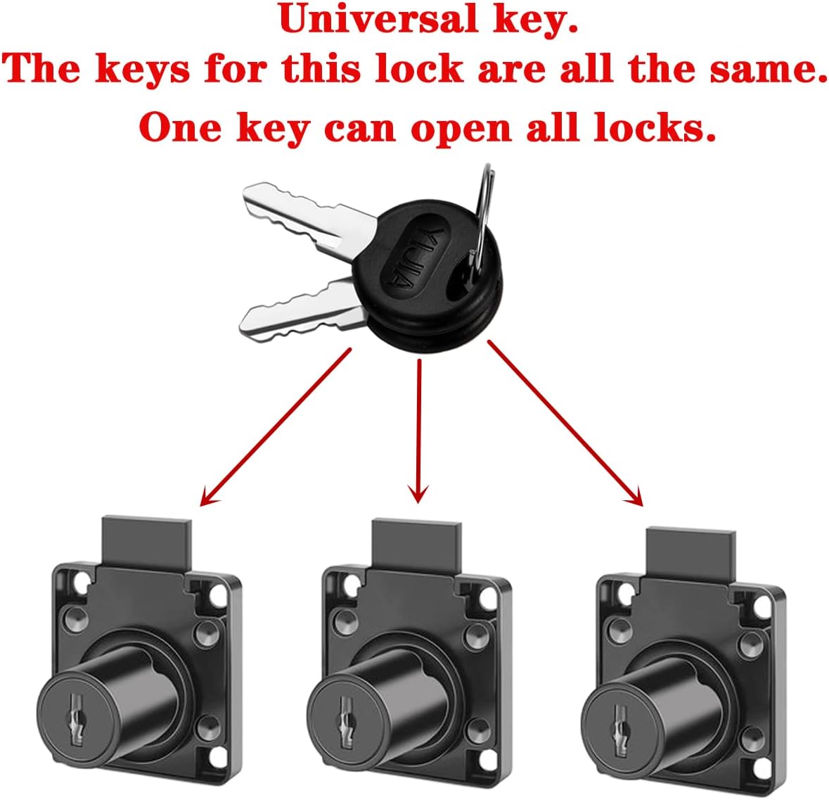 Cabinet Drawer Lock Furniture Locker Lock【Keyed Alike】 All Keys for This Product are Universal. (Hole Diameter