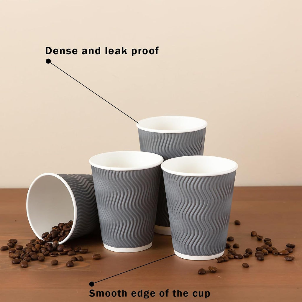 120 Pack 12 oz Coffee Cups Disposable Insulated Paper Cup Gray