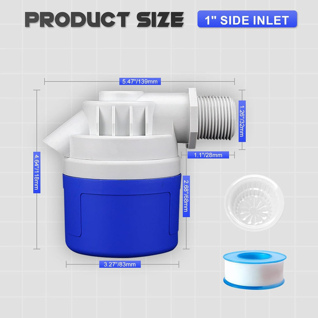 1" Water Float Valve for Water Tank, Water Troughs, Pond, Pool, Livestock