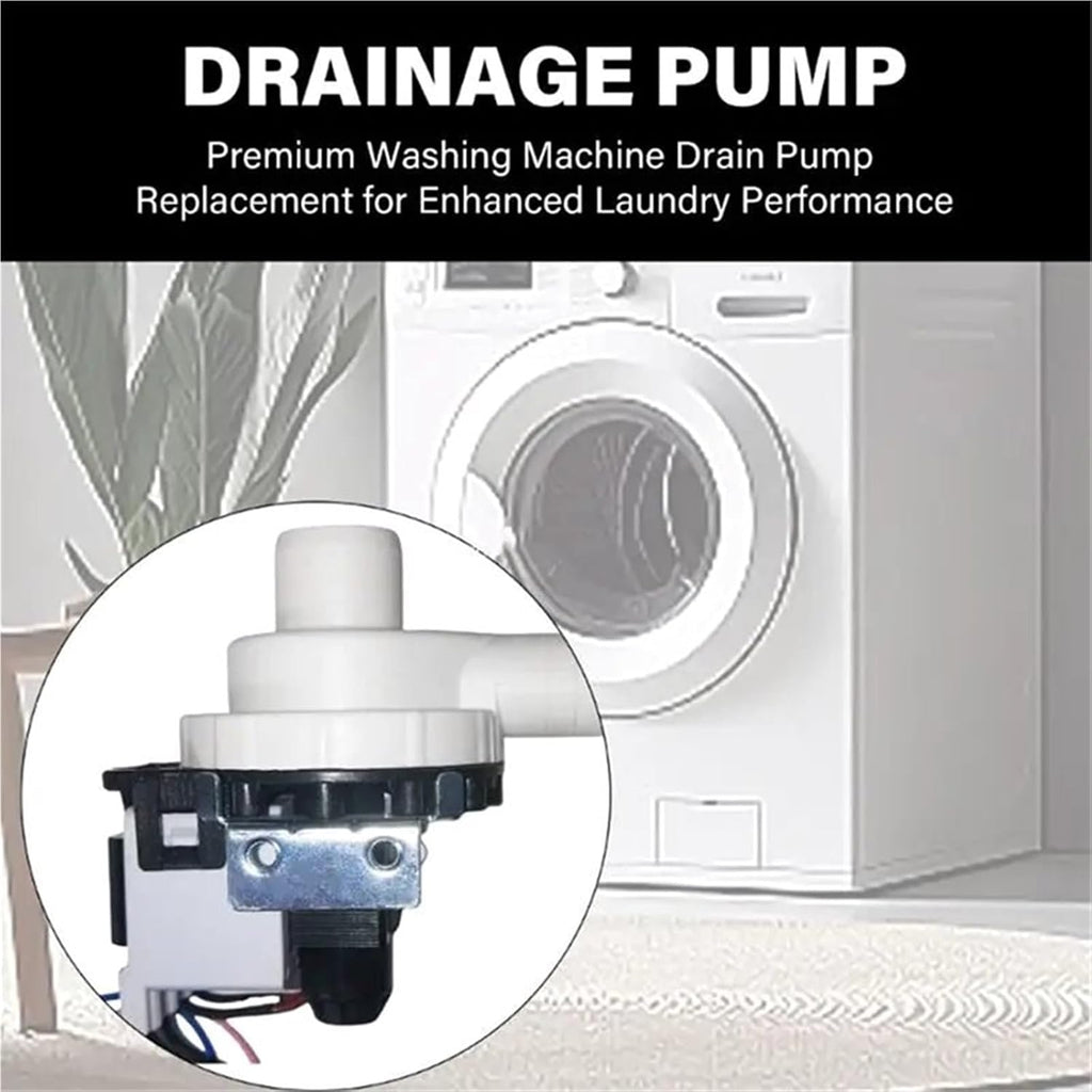 Washer Drain Pump Motor Replacement, 30W 21L/Min Water Drainage Valve Component, Front Load Drum Washing Machines