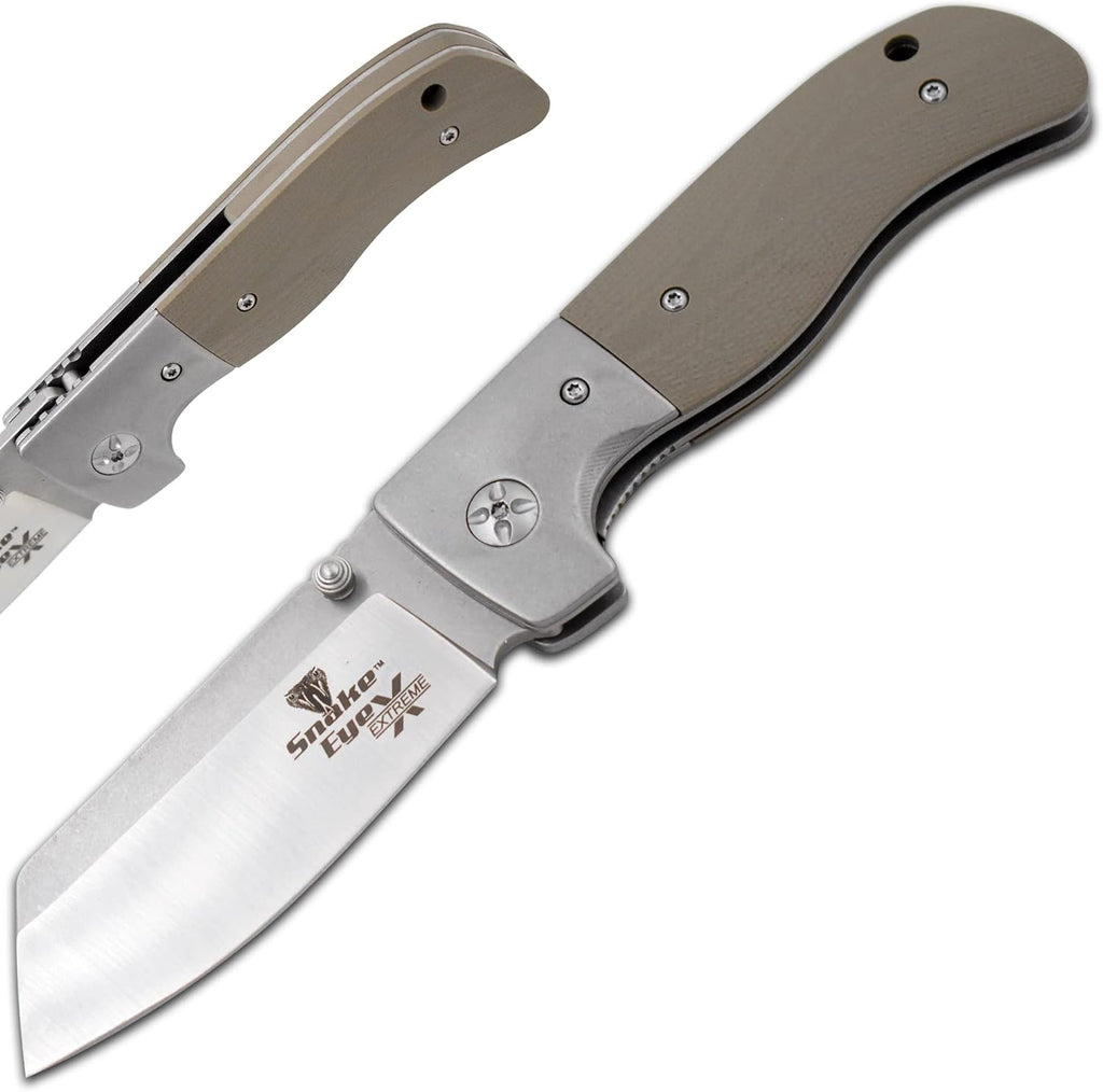 Snake Eye Extreme Collection Heavy Duty 2 Tone Durable Folding Knife - Smooth One Hand Opening Ball Bearing Pivot (1206)