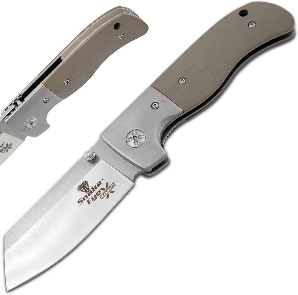 Snake Eye Extreme Collection Heavy Duty 2 Tone Durable Folding Knife - Smooth One Hand Opening Ball Bearing Pivot (1206)