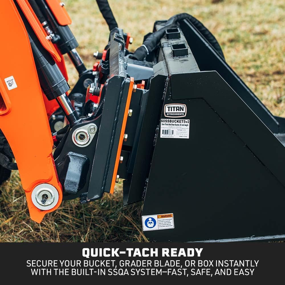 Hydraulic Tilt Mount Plate for Skid Steers, 25 Degree Left Right Tilt, Quick Tach Mounting System for Grader Blades
