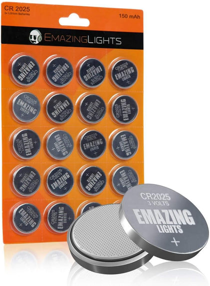 CR2025 3V Lithium Coin Cell Watch Battery - Button Cell (20 Pack) | Replaces DL2025, ECR2025 & 2025 3V coin cells