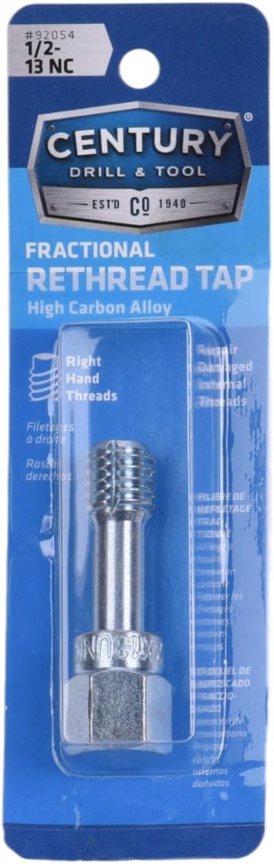 Century Drill & Tool 92054 Fractional Right Hand Rethreading Tap, 1/2-13 NC