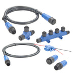 NMEA 2000 N2K Starter Kit Marine Grade Backbone Drop Cable T Connector 4 Port Tees Terminators Power Cable with Fuse for Lowrance Simrad B&G Navico Garmin Networks (Kit 2)