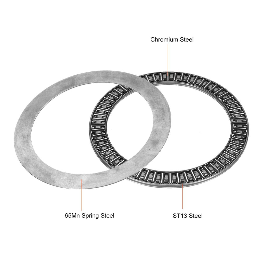 uxcell AXK120155 Needle Roller Thrust Bearings with 2 Washers, 120mm Inner Diameter, 155mm OD 4mm Width Chrome Steel