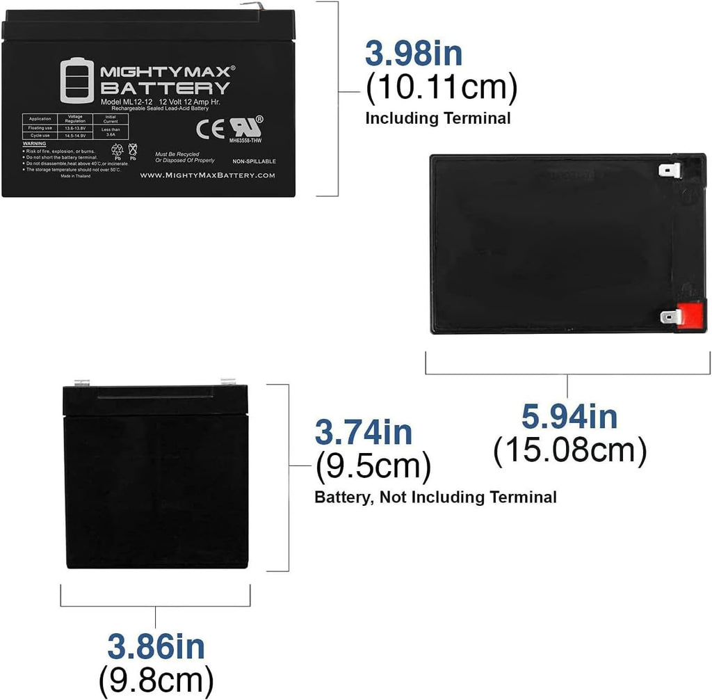 Mighty Max Battery 12V 12AH Battery for Pride Mobility Travel Pro 3-Wheel - 2 Pack