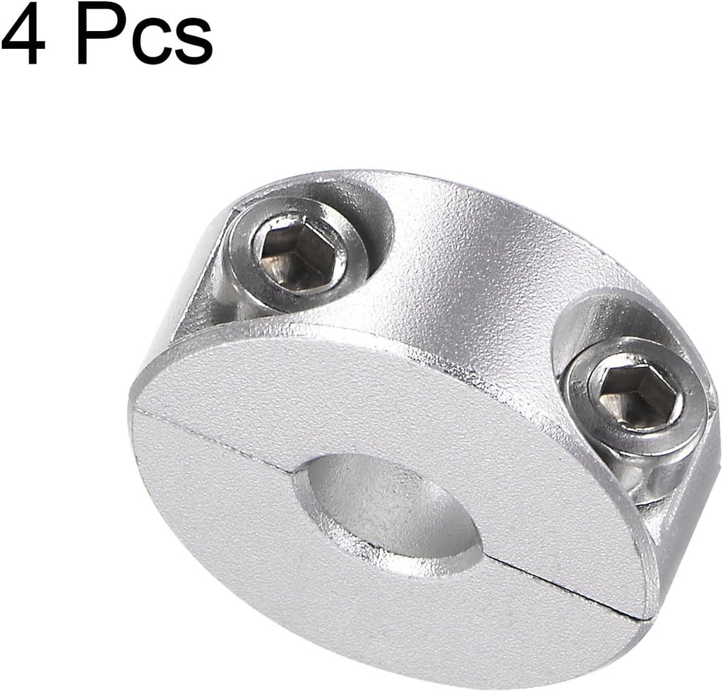 HARFINGTON 4pcs Double Split Shaft Collar for 8mm Shaft Set Screw Clamp-On Collars, 25mm OD, 10mm Width, for Stoppers, Position, Hold Timing Pulleys, Machine Tools, Industry, Anodization