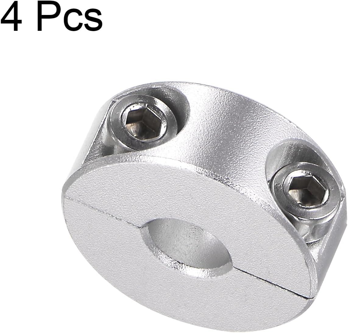 HARFINGTON 4pcs Double Split Shaft Collar for 8mm Shaft Set Screw Clamp-On Collars, 25mm OD, 10mm Width, for Stoppers, Position, Hold Timing Pulleys, Machine Tools, Industry, Anodization