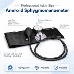Professional Black Adult Size Blood Pressure Monitor, 8.7”-16.5", Aneroid Sphygmomanometer Medical Supplies, Manual