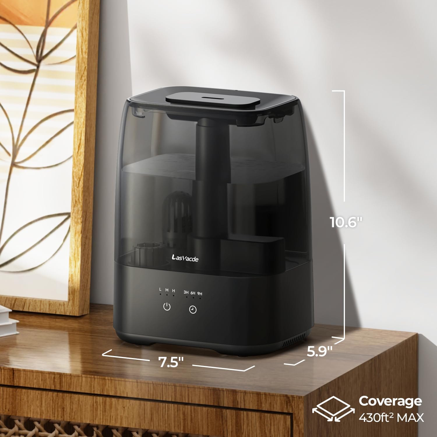 Top Fill Humidifiers for Bedroom, 4.0L Tank Cool Mist Humidifiers for Large Room, 30H Runtime, 28dB Quiet Ultrasonic