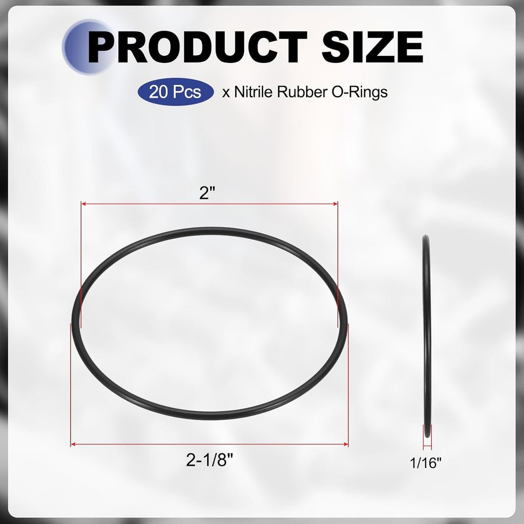 uxcell 20Pcs AS-033 Nitrile Rubber O-Rings 2" ID 2-1/8" OD 3/16" W
