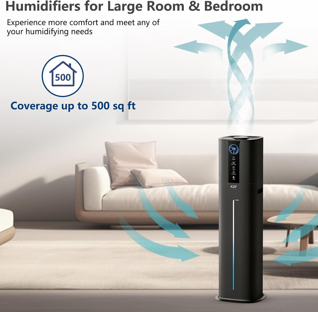 9L Smart Humidifier for Bedroom Large Room, Black | 2.3Gal Cool Mist, Top Fill Diffuser, App & Remote Control, 3 Mist