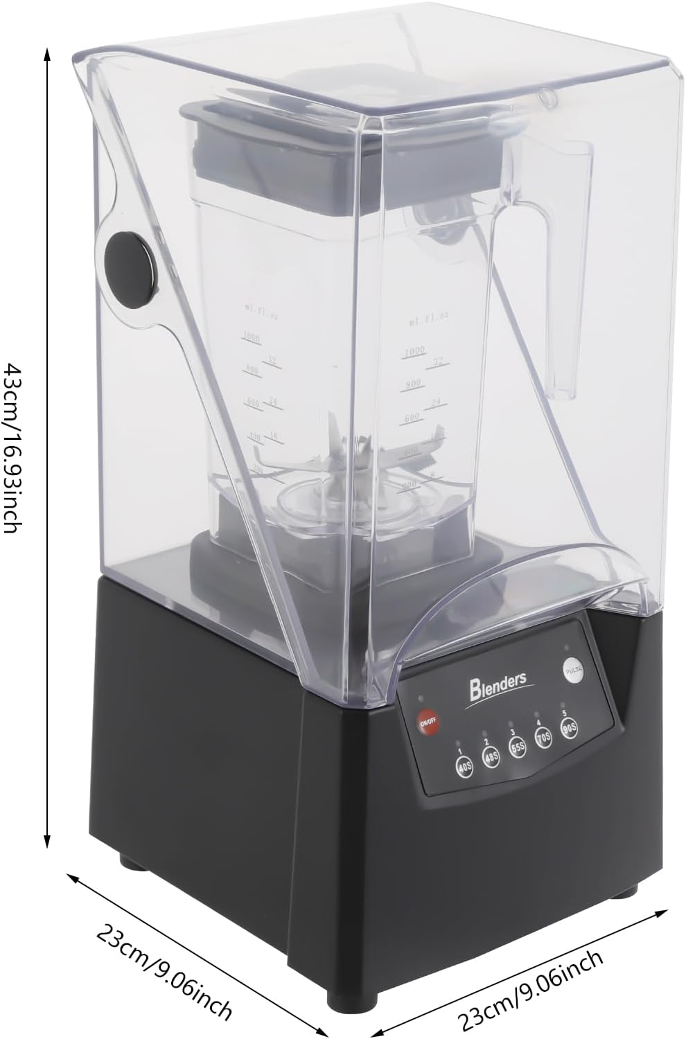 2600W Heavy-duty Commercial Blender With Shield Quiet Sound Enclosure 1.8L 110V,Used For Making Smoothies, Fruit Food